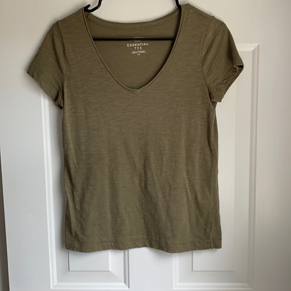 Green v-neck top